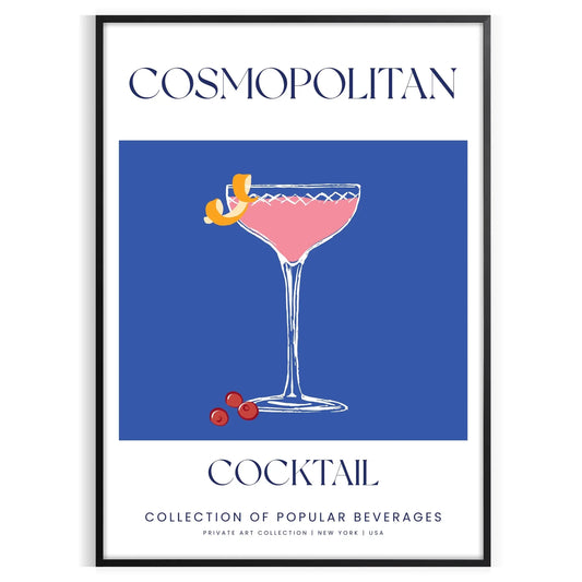 space stunning Cosmopolitan Cocktail poster chic blue white design wall art home stylish gift artwork elegance city nightlife captivating print decor