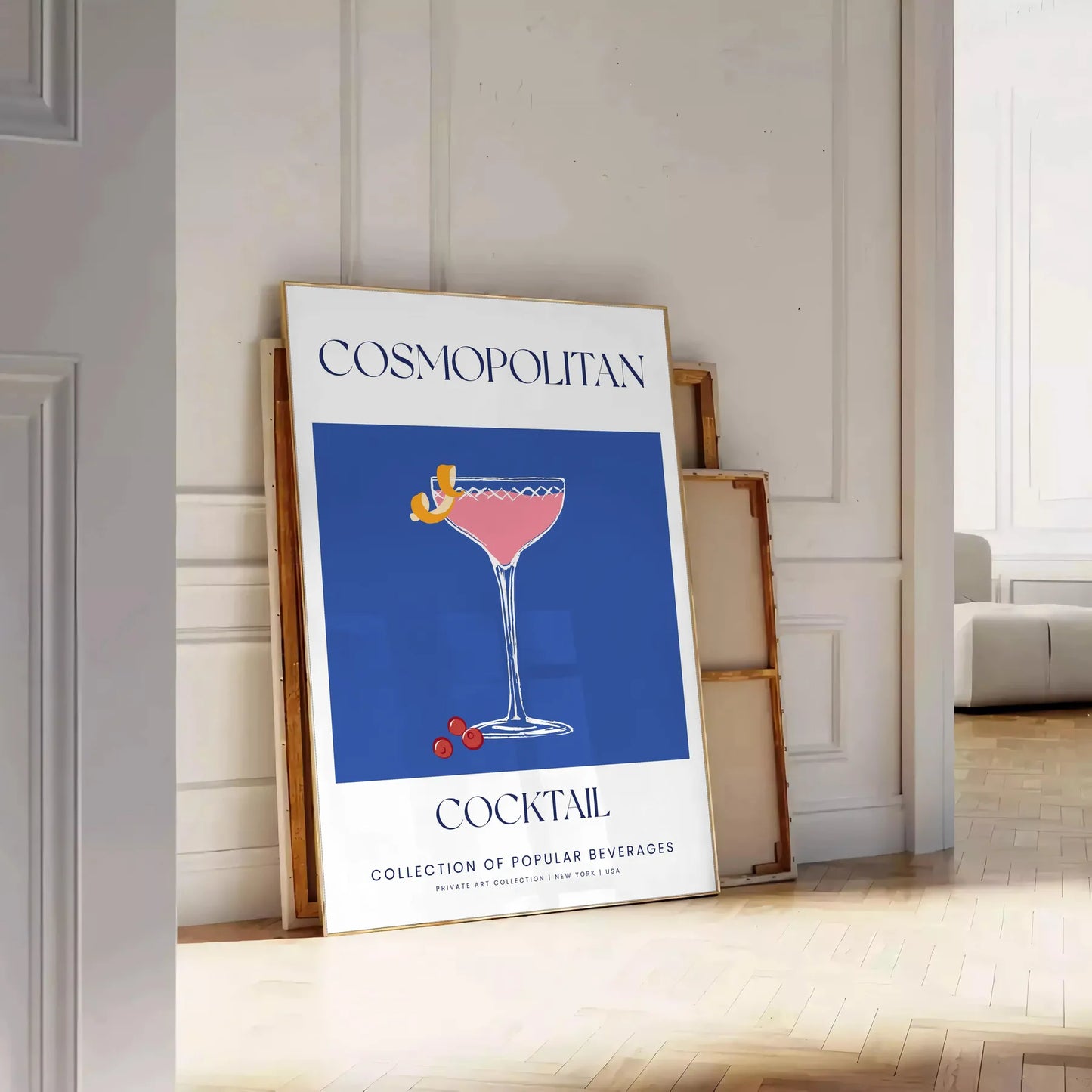 space stunning Cosmopolitan Cocktail poster chic blue white design wall art home stylish gift artwork elegance city nightlife captivating print decor