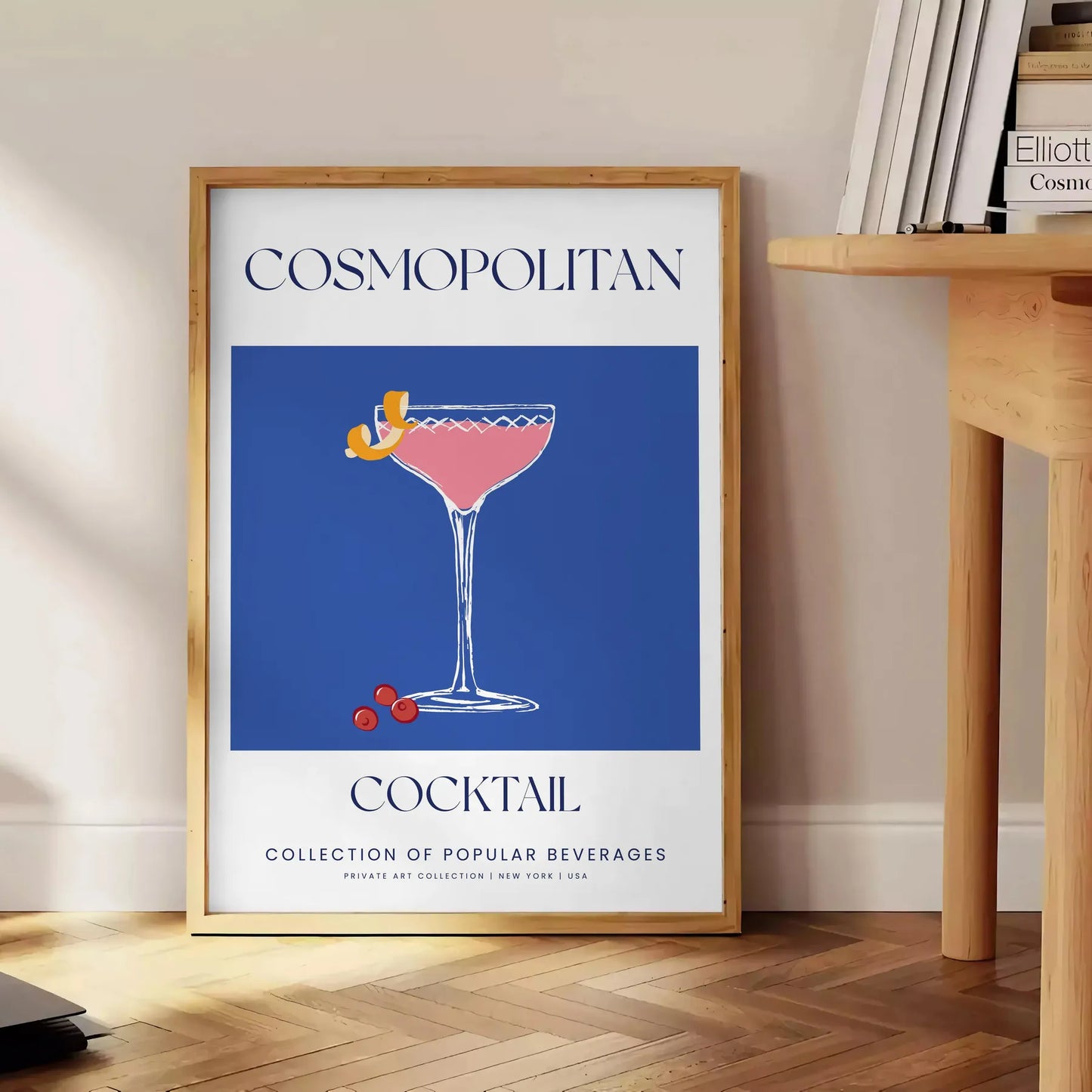 space stunning Cosmopolitan Cocktail poster chic blue white design wall art home stylish gift artwork elegance city nightlife captivating print decor