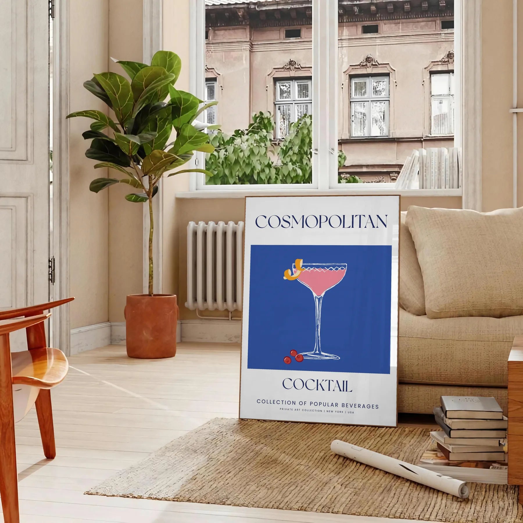 space stunning Cosmopolitan Cocktail poster chic blue white design wall art home stylish gift artwork elegance city nightlife captivating print decor