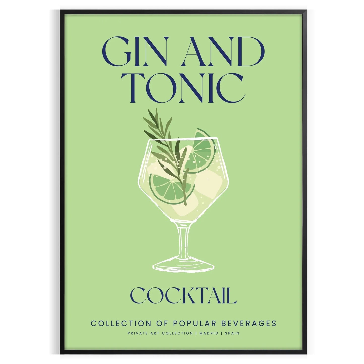 space captivating gin tonic cocktail art poster vibrant shades green blue unique gift eye wall room sizes A4 cm A0