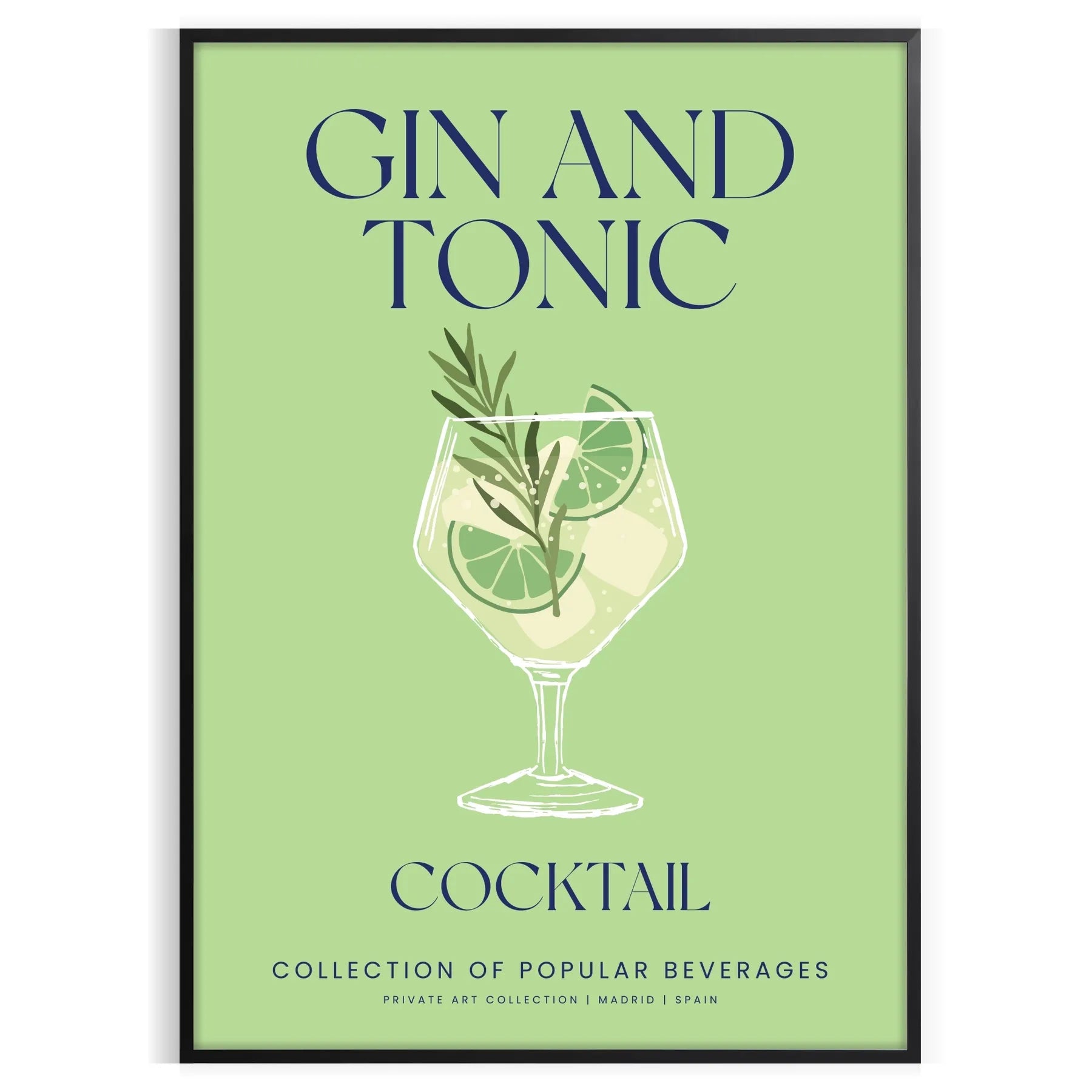 space captivating gin tonic cocktail art poster vibrant shades green blue unique gift eye wall room sizes A4 cm A0