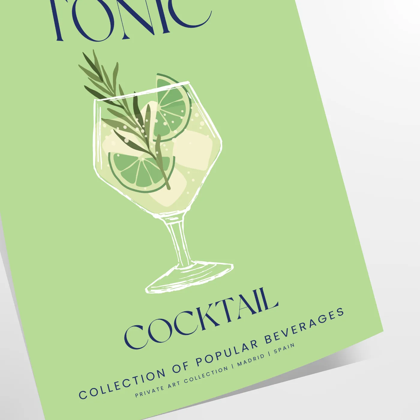 space captivating gin tonic cocktail art poster vibrant shades green blue unique gift eye wall room sizes A4 cm A0