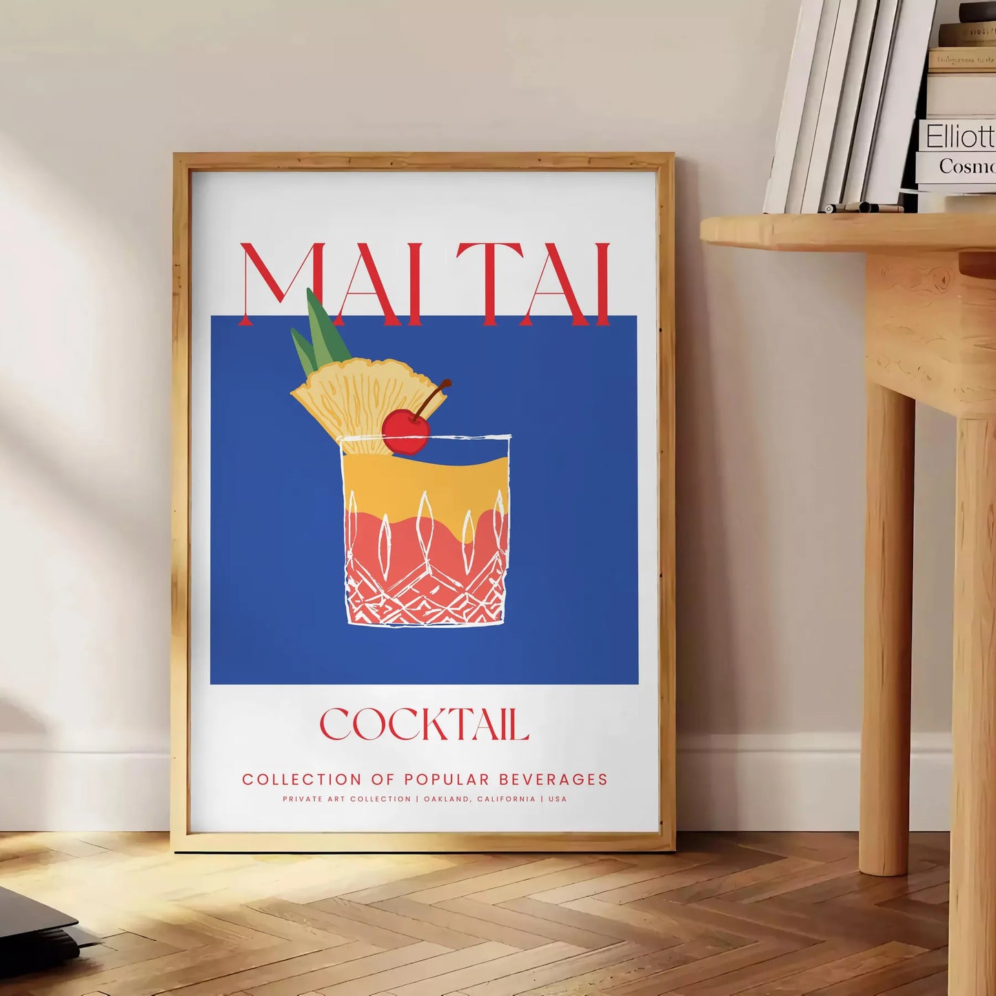 splash tropical flair space vibrant Mai Tai cocktail art poster lush greens refreshing blues eye wall perfect gift enthusiasts unframed version stunning print