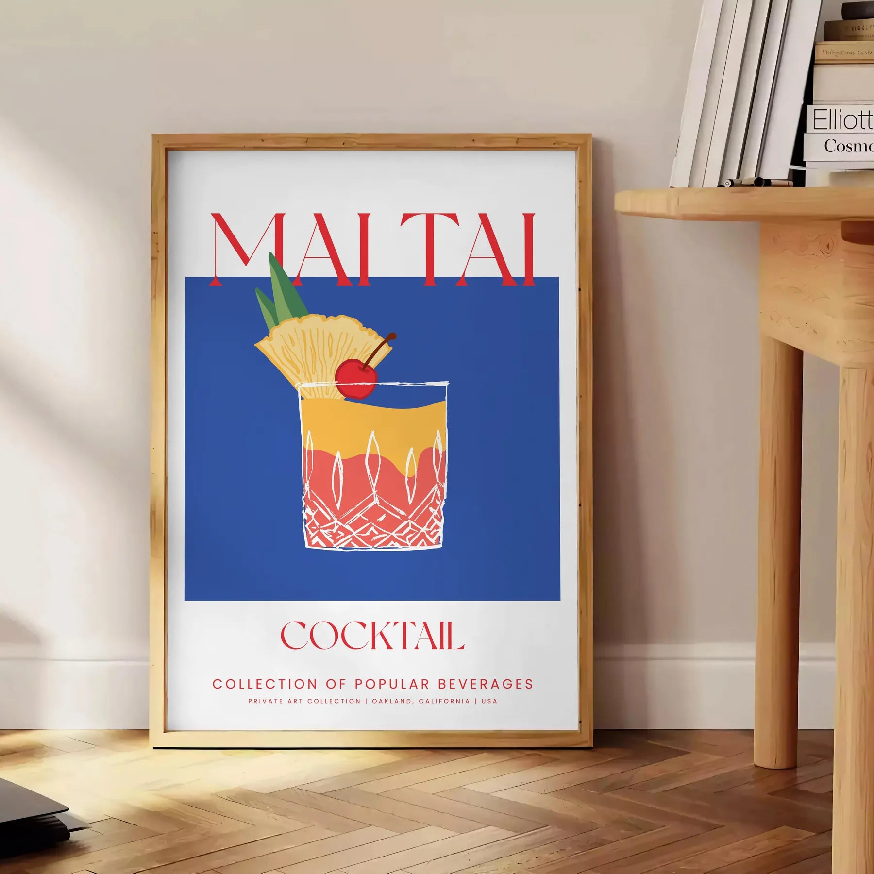 splash tropical flair space vibrant Mai Tai cocktail art poster lush greens refreshing blues eye wall perfect gift enthusiasts unframed version stunning print