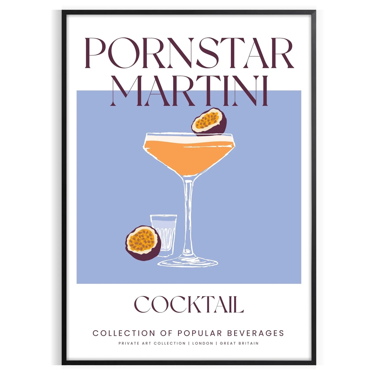 space vibrant pornstar martini cocktail poster striking blend orange blue hues wall art unique gift artwork splash sophistication standalone print