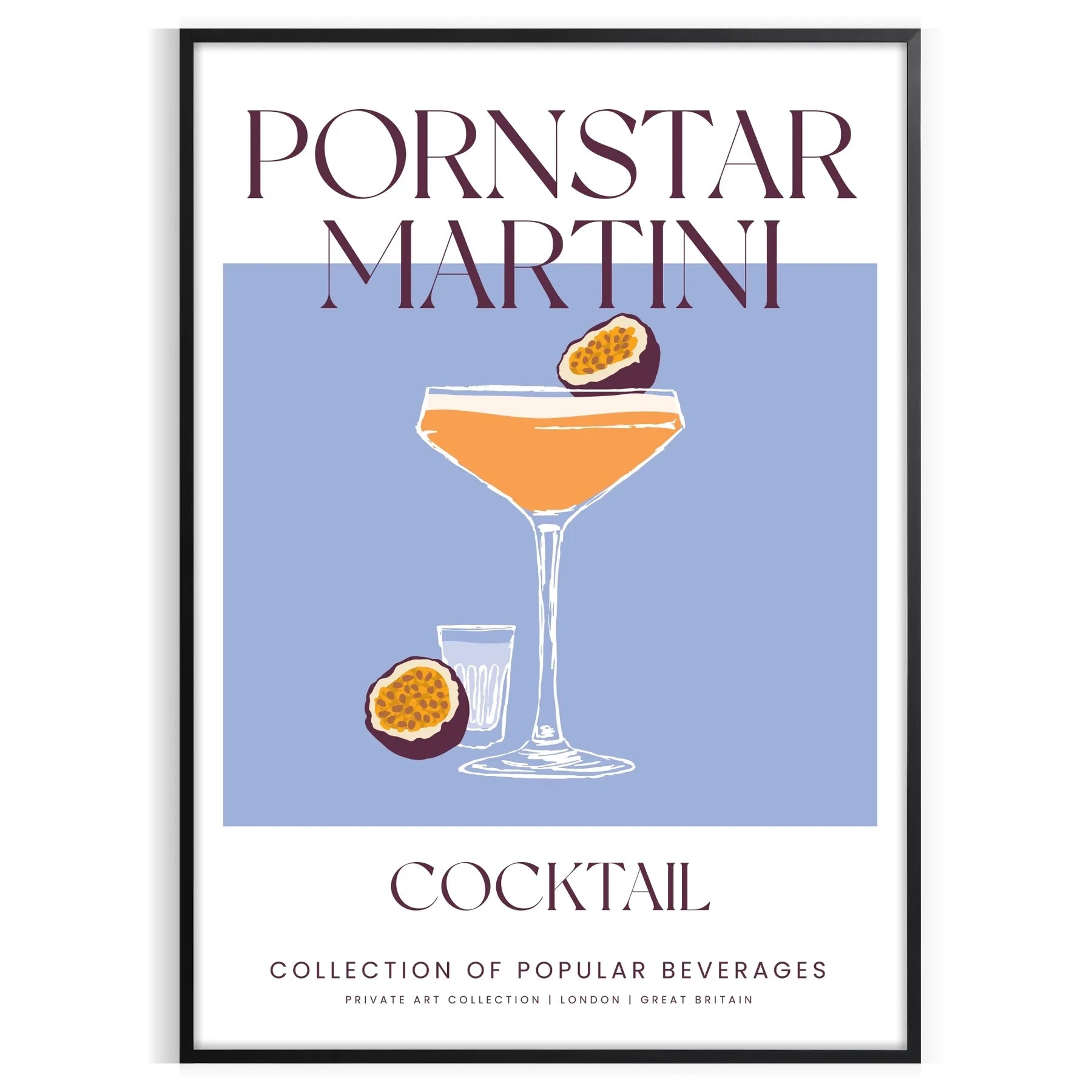 space vibrant pornstar martini cocktail poster striking blend orange blue hues wall art unique gift artwork splash sophistication standalone print