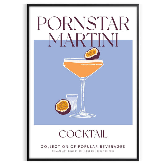 space vibrant pornstar martini cocktail poster striking blend orange blue hues wall art unique gift artwork splash sophistication standalone print