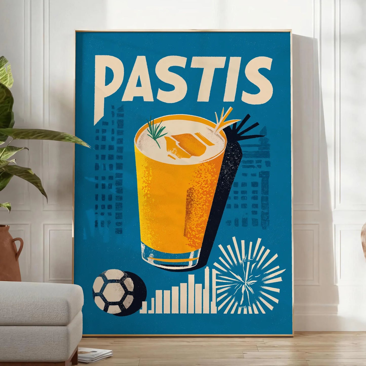 flavors Marseille vibrant Pastis cocktail poster black yellow hues home bars kitchens artwork touch French elegance space unframed version exquisite