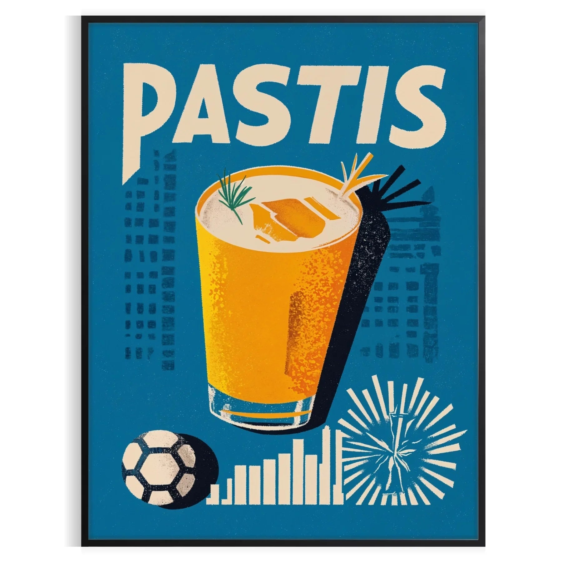 flavors Marseille vibrant Pastis cocktail poster black yellow hues home bars kitchens artwork touch French elegance space unframed version exquisite